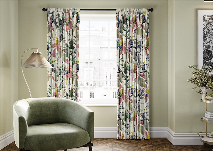 Parakeet Faux Silk, Fruit Punch - Made to Measure Curtain - Image 3